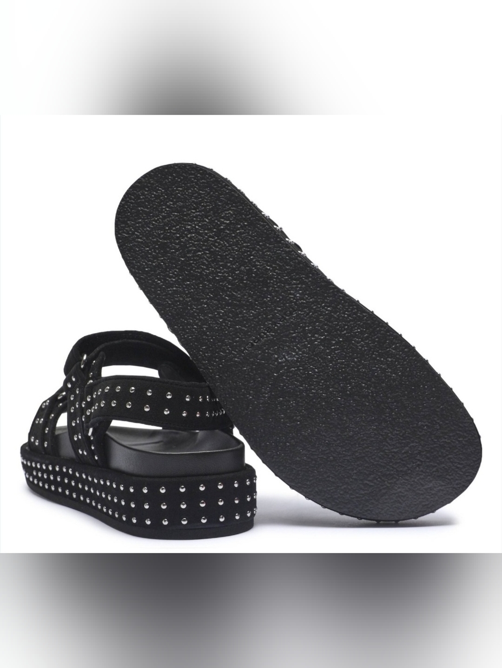 Size 5.5 - 🆕️ TORY BURCH KIRA Black Sport Studded Platform Sandals with Logo - Picture 5 of 12